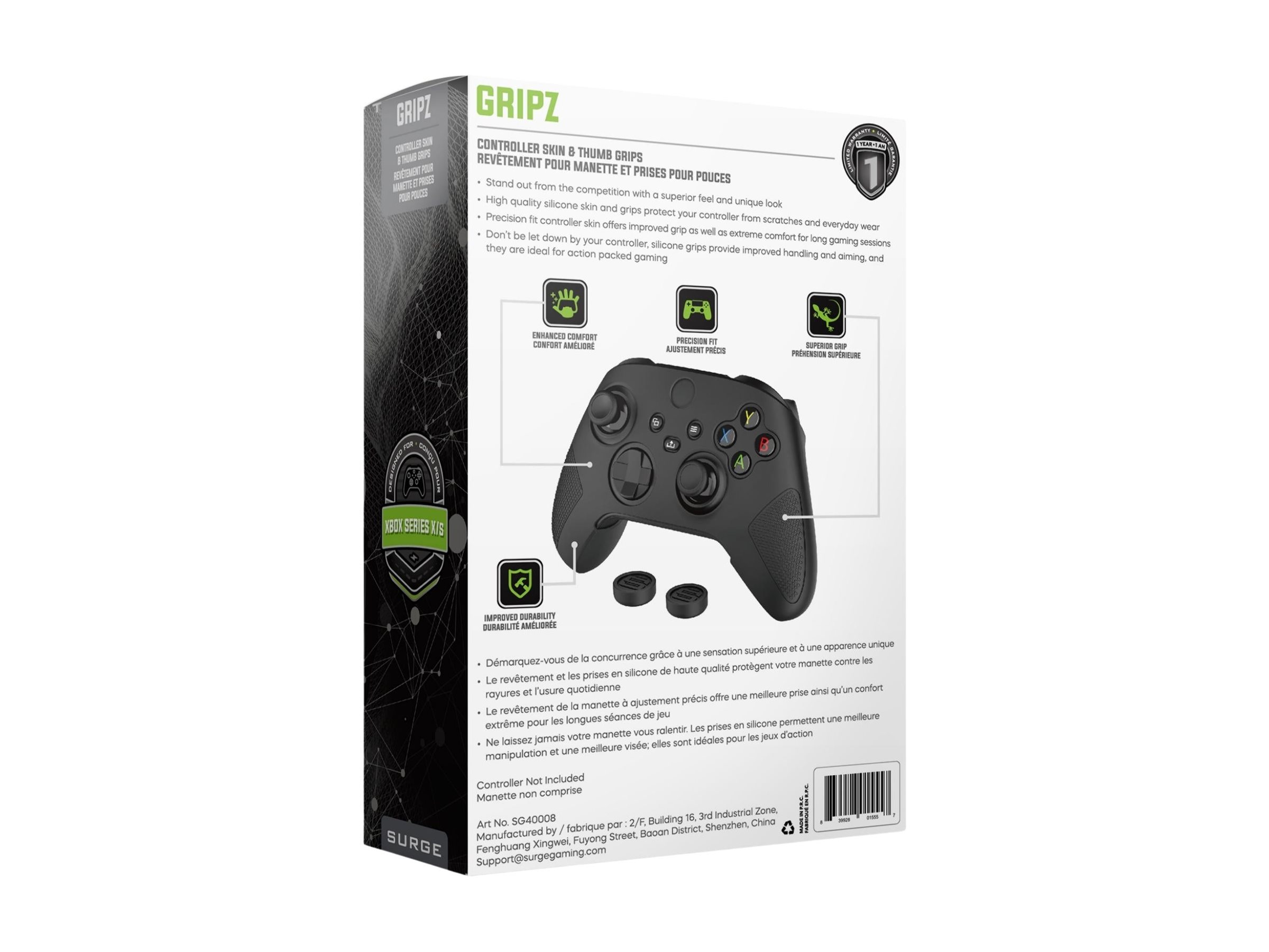 Surge Gripz Grip Kit for Xbox Series X|S Controller - Black