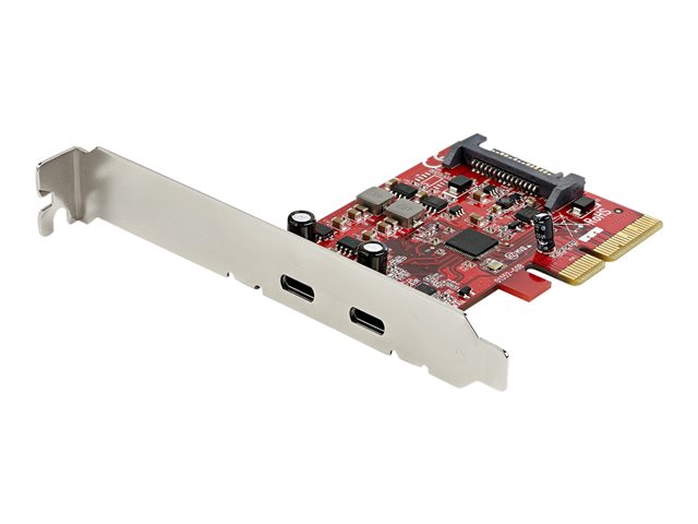 Image of StarTech.com PCIe USB 3.1 Card, 2x USB C 3.1 Gen 2 10Gbps, PCIe Gen 3 x4, ASM3142 Chipset, USB Type-C PCI Express Card, 2-Port USB 3.2 Gen 2x1 Expansion Add-On Card, Windows, macOS, Linux - Full/Low-Profile - USB adapter - PCIe 3.0 x4 - USB-C 3.1 Gen 2 x 