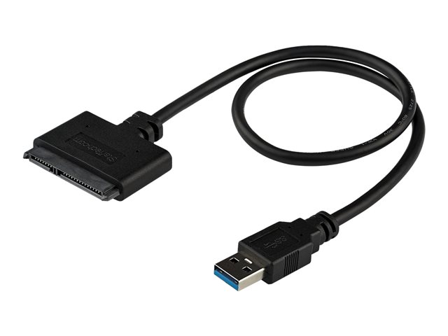 StarTech.com Câble adaptateur USB 3.0 vers SATA III pour HDD/SSD SATA 2,5  avec UASP - Convertisseur USB vers SATA pour disque dur - Noir  (USB3S2SAT3CB), Adaptateurs de stockage