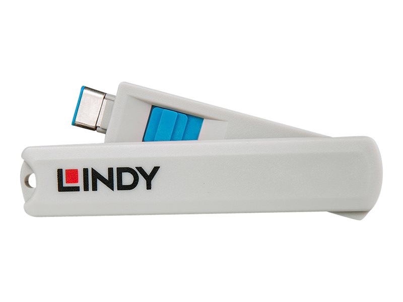 Kit bloqueur de port USB Type C avec clé et 4 verrous, bleu