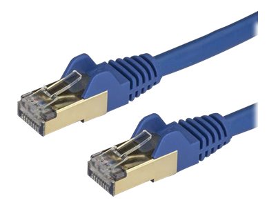 Image of StarTech.com 1.5m CAT6A Ethernet Cable, 10 Gigabit Shielded Snagless RJ45 100W PoE Patch Cord, CAT 6A 10GbE STP Network Cable w/Strain Relief, Blue, Fluke Tested/UL Certified Wiring/TIA - Category 6A - 26AWG (6ASPAT150CMBL) - patch cable - 1.5 m - blue
