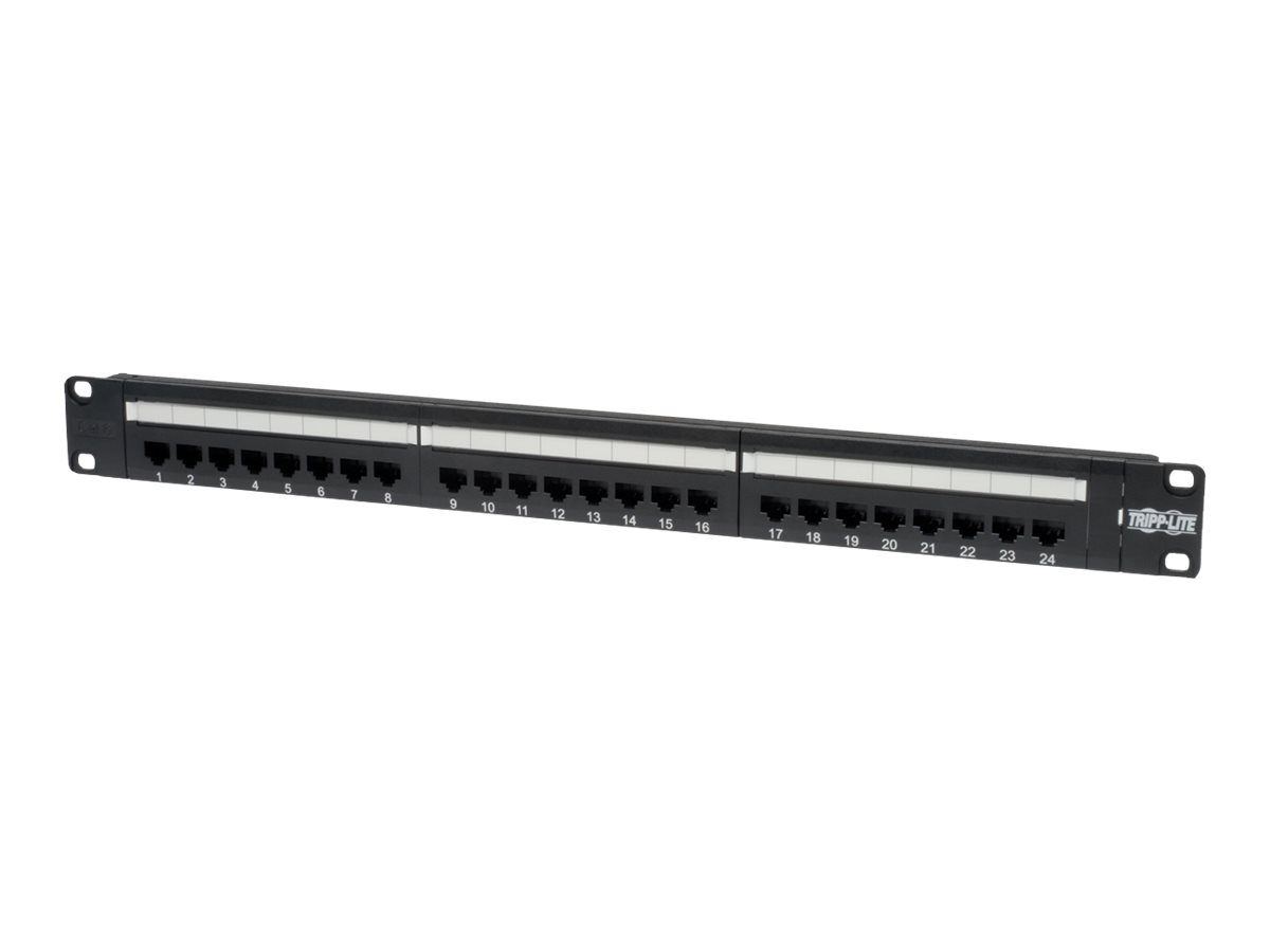 Tripp Lite 24-Port Cat6 Cat5 Patch Panel Feed Through Rackmount 568A/B RJ45 1URM TAA
