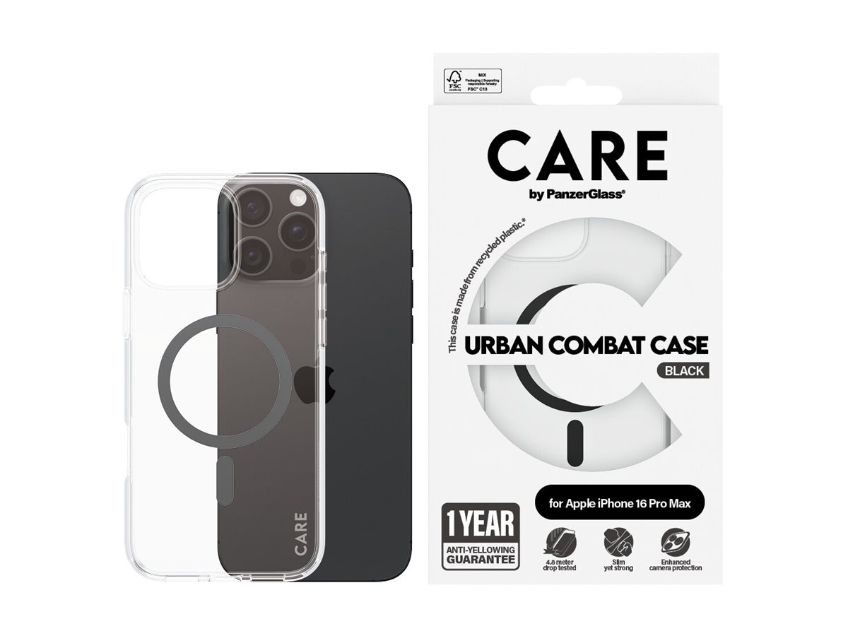 PanzerGlass CARE kryt Apple iPhone 16 Pro Max MagSafe Urban Combat čirý/černý – foto 4