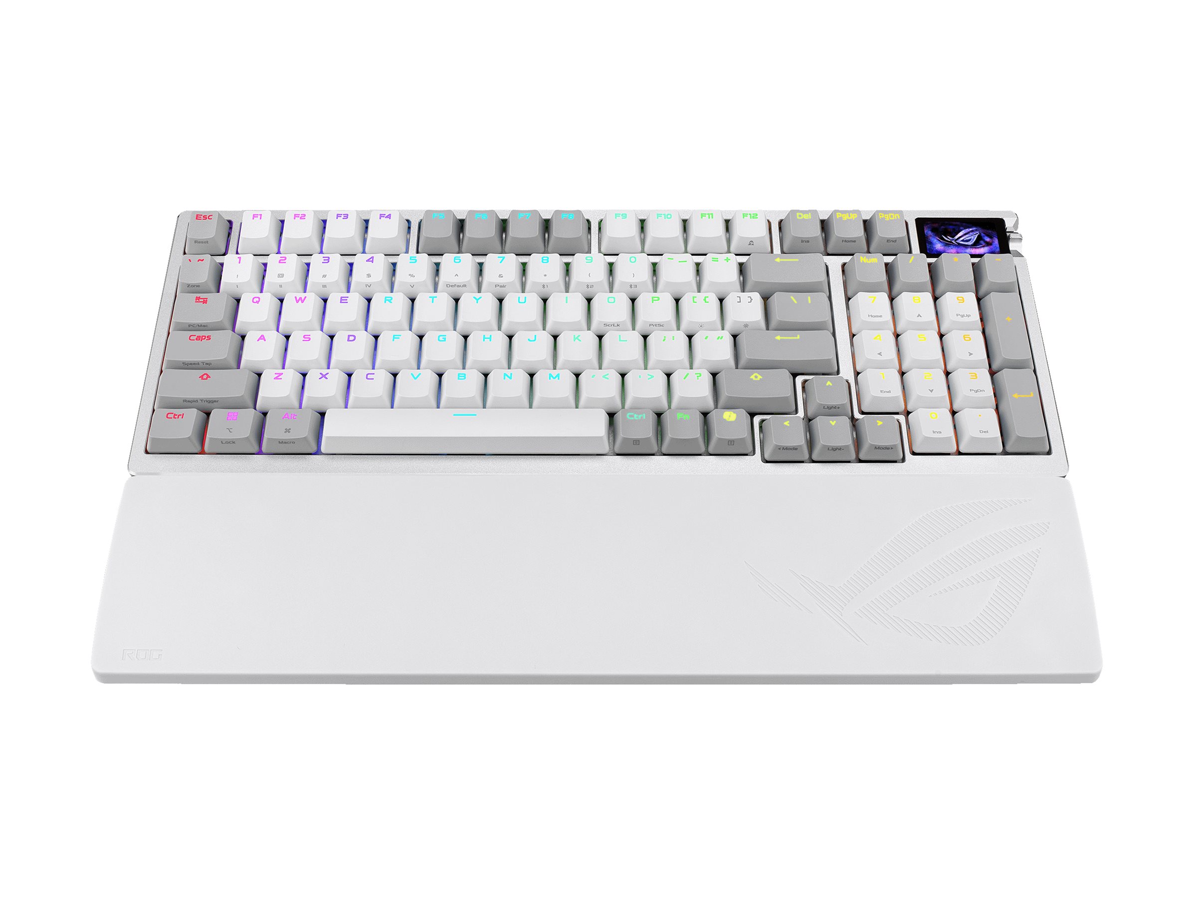 ASUS ROG Azoth 96 HE Lite keyboard Hall Effect 96% compact with OLED display knob white Product shot Back 79001