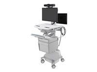 Ergotron StyleView cart - open architecture - for 2 LCD displays / keyboard / mouse / CPU / notebook / camera / scanner - grey, white, polished aluminium - TAA Compliant