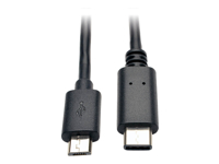 Eaton Tripp Lite Series USB Micro-B to USB-C Cable - USB 2.0, (M/M), 6 ft. (1.83 m) - USB cable - 24 pin USB-C (M) to Micro-USB Type B (M) - USB 2.0 - 6 ft - molded - black