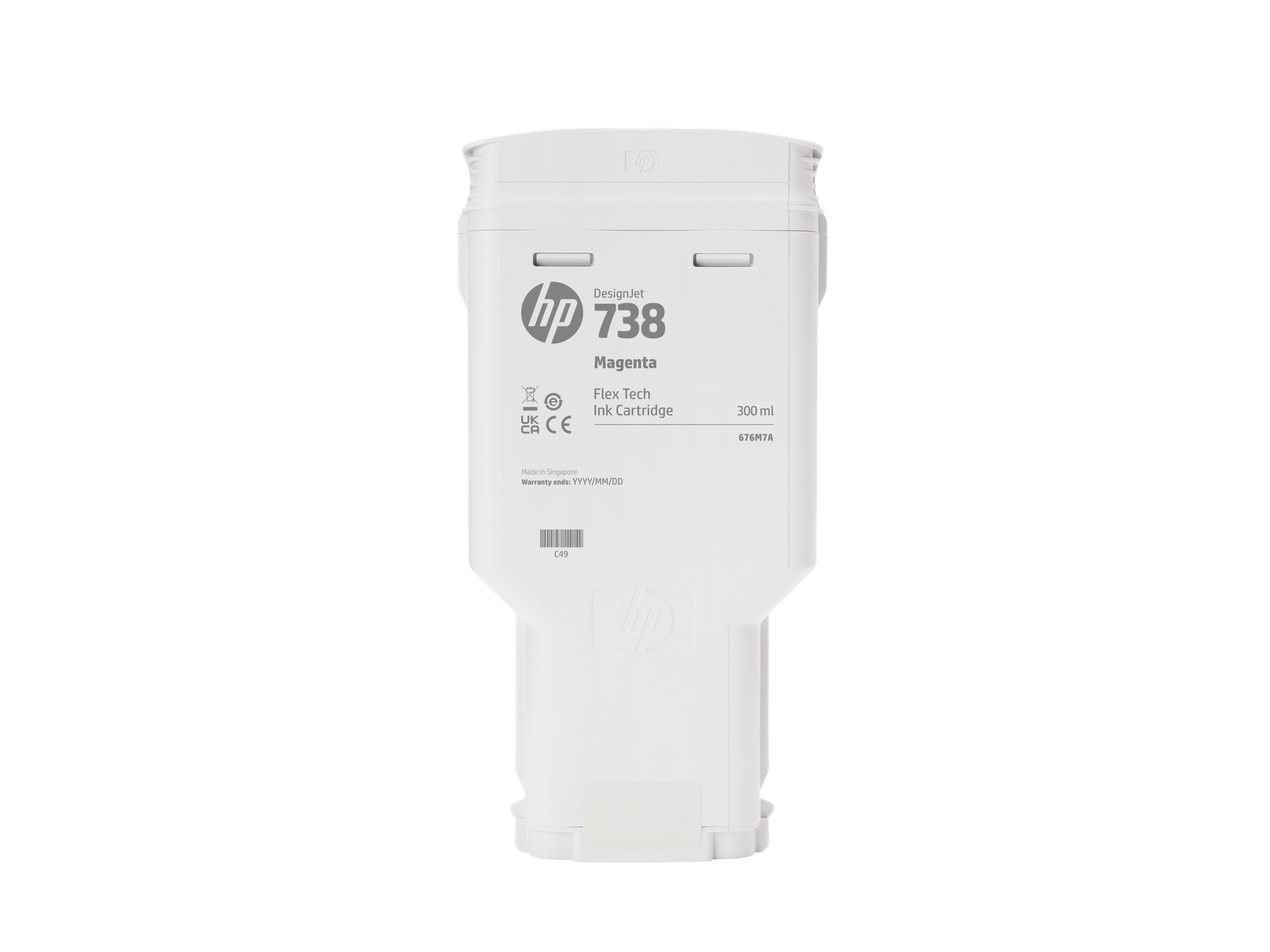 HP 738 yellow original DesignJet ink Product shot Front 79953