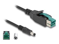DeLOCK 8 pin USB PlusPower (12 V) (male) - Strøm DC jackstik 5,5 mm (ID: 2,5 mm) (male) Sort 1m Forstærket USB kabel