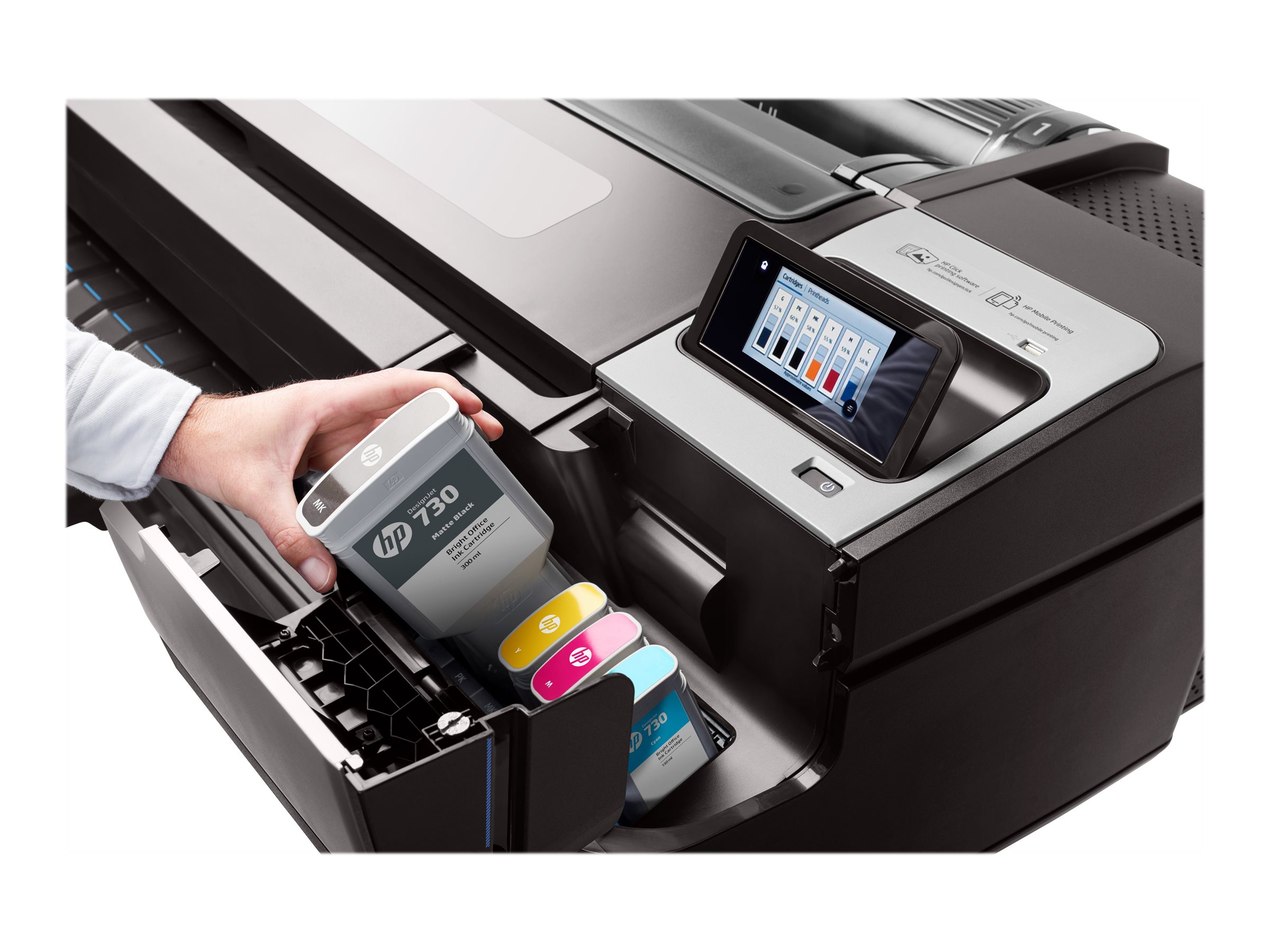 HP DesignJet T1700dr PostScript large-format printer colour Product shot Close-up 75800