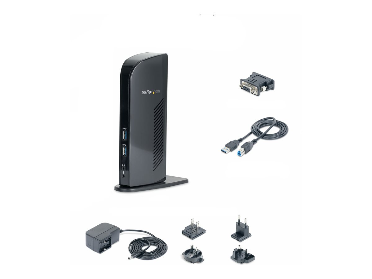 StarTech.com Dual Monitor USB 3.0 Laptop Docking Station with HDMI/DVI/VGA & 6xUSB Ports - Universal USB Dock for Mac & Windows - Black (USB3SDOCKHD) - dokovací stanice - USB - 1GbE – foto 3