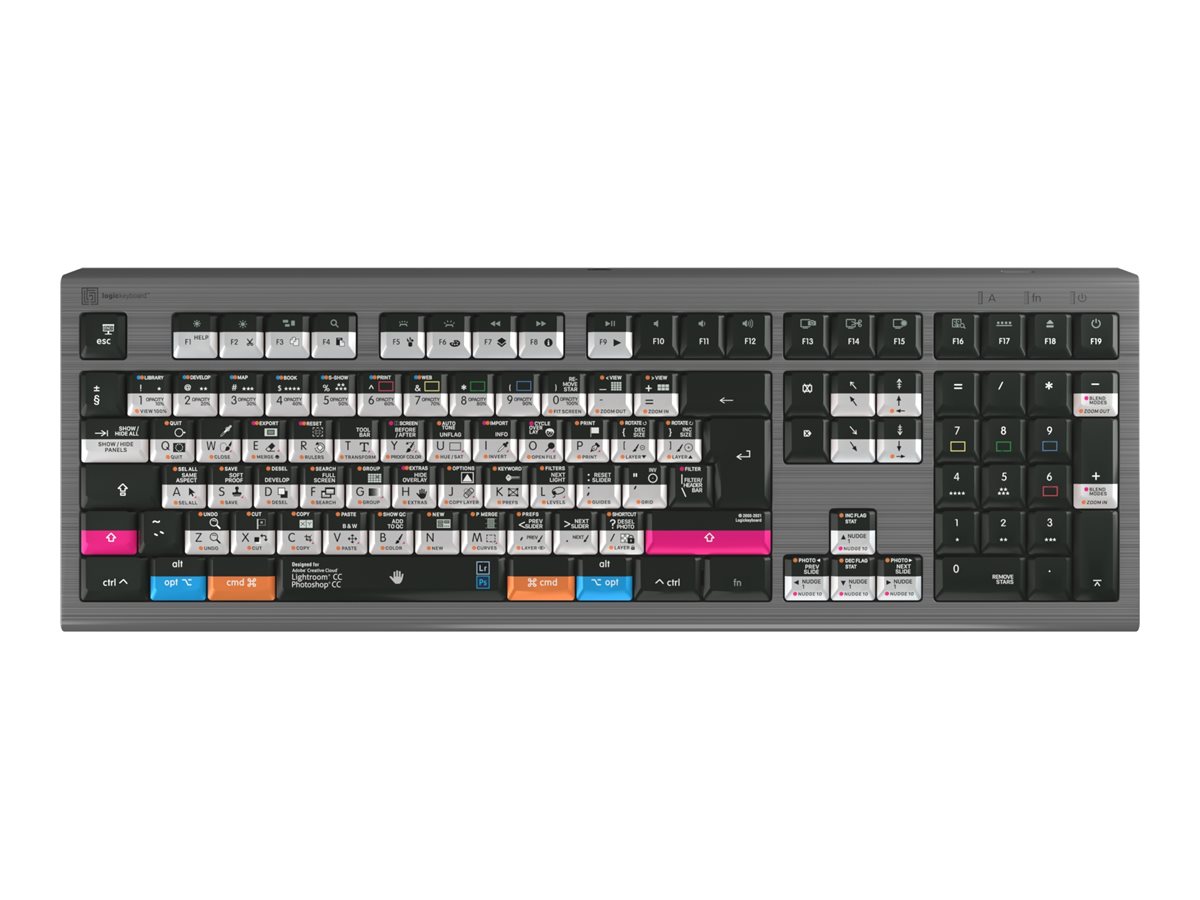 An image of LogicKeyboard Adobe Photographer Astra 2 - keyboard - Mac - QWERTY - UK - graphite grey Input Device