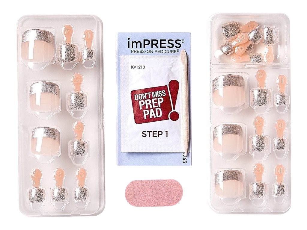 KISS imPRESS Press-On Pedicure Fake Toenails Kit Style Impressive