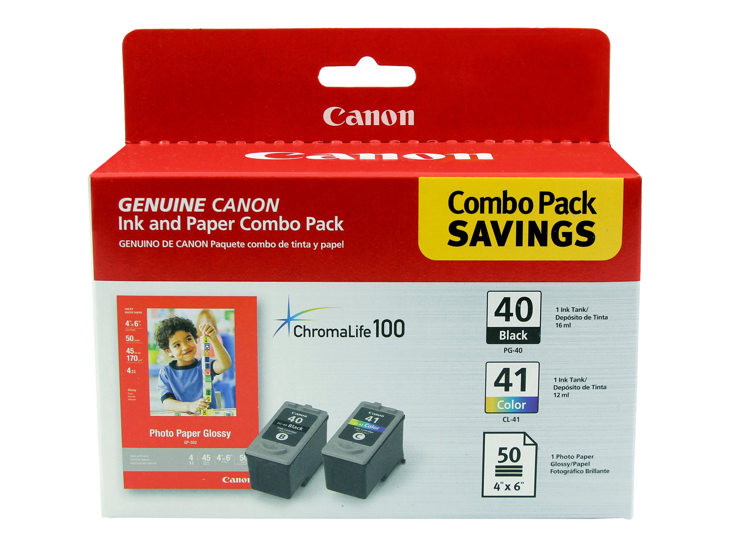 Canon PG-40/CL-41 Combo Pack with Photo Paper Glossy
