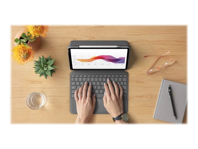 Logitech Folio Touch - klávesnice a pouzdro - s trackpad - AZERTY - francouzská - oxfordská šedá Vstupní zařízení – foto 14