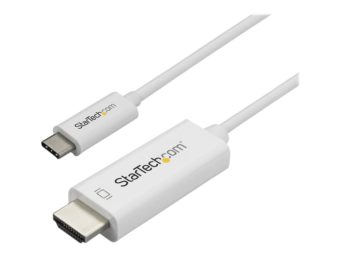 StarTech.com 6ft (2m) USB C to HDMI Cable, 4K 60Hz USB Type C to HDMI 2.0 Video Adapter Cable, Thunderbolt 3 Compatible, Laptop to HDMI Monitor/Display, DP 1.2 Alt Mode HBR2 Cable, White