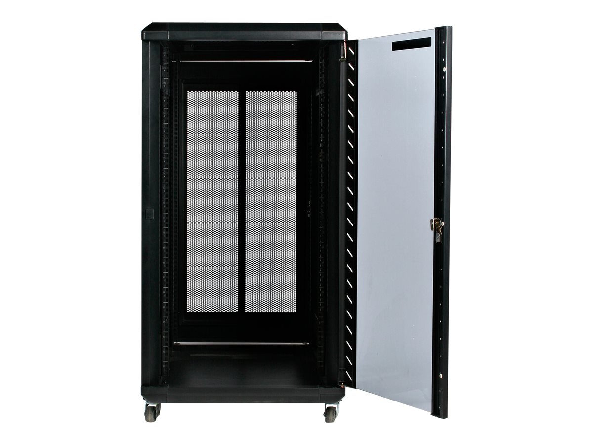 StarTech.com 22U Server Rack Cabinet with secure locking door - 4 Post Adjustable Depth (5.5" to 28.7") - 1768 lb capacity - 19 inch Portable Network Equipment Enclosure on wheels/casters (RK2236BKF) - rozvaděč stojanový - 22U – foto 3