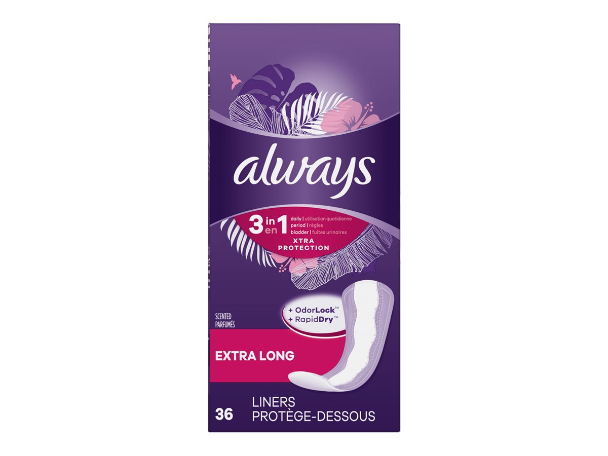 Always Xtra Protection 3-in-1 Pantyliners - Extra Long - 36's