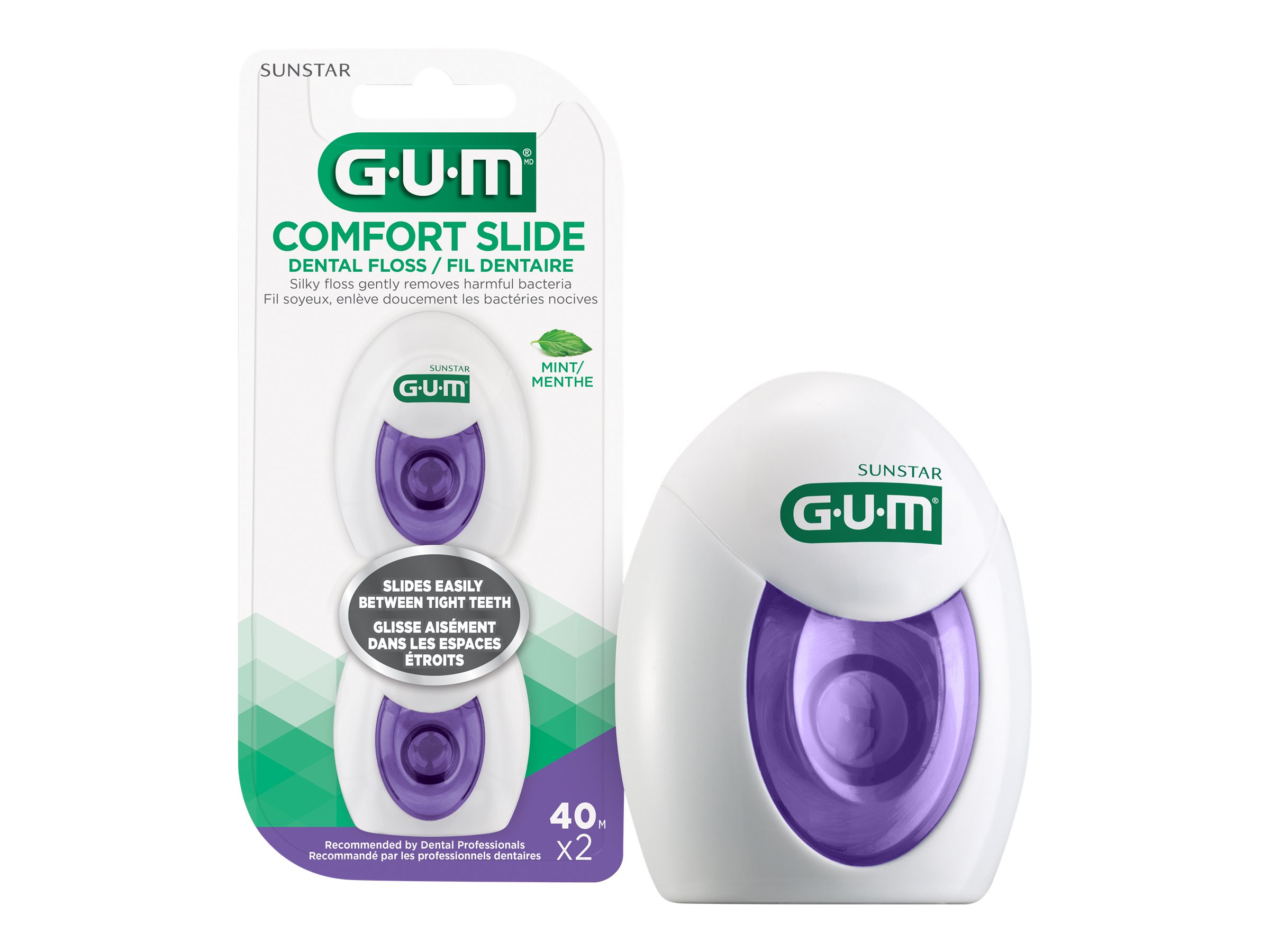 GUM Comfort Slide Dental Floss - Mint - 2 x 40m