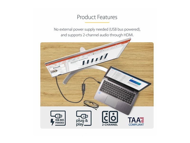 USB32HDES - Adaptateur vidéo slim USB 3.0 vers HDMI - M