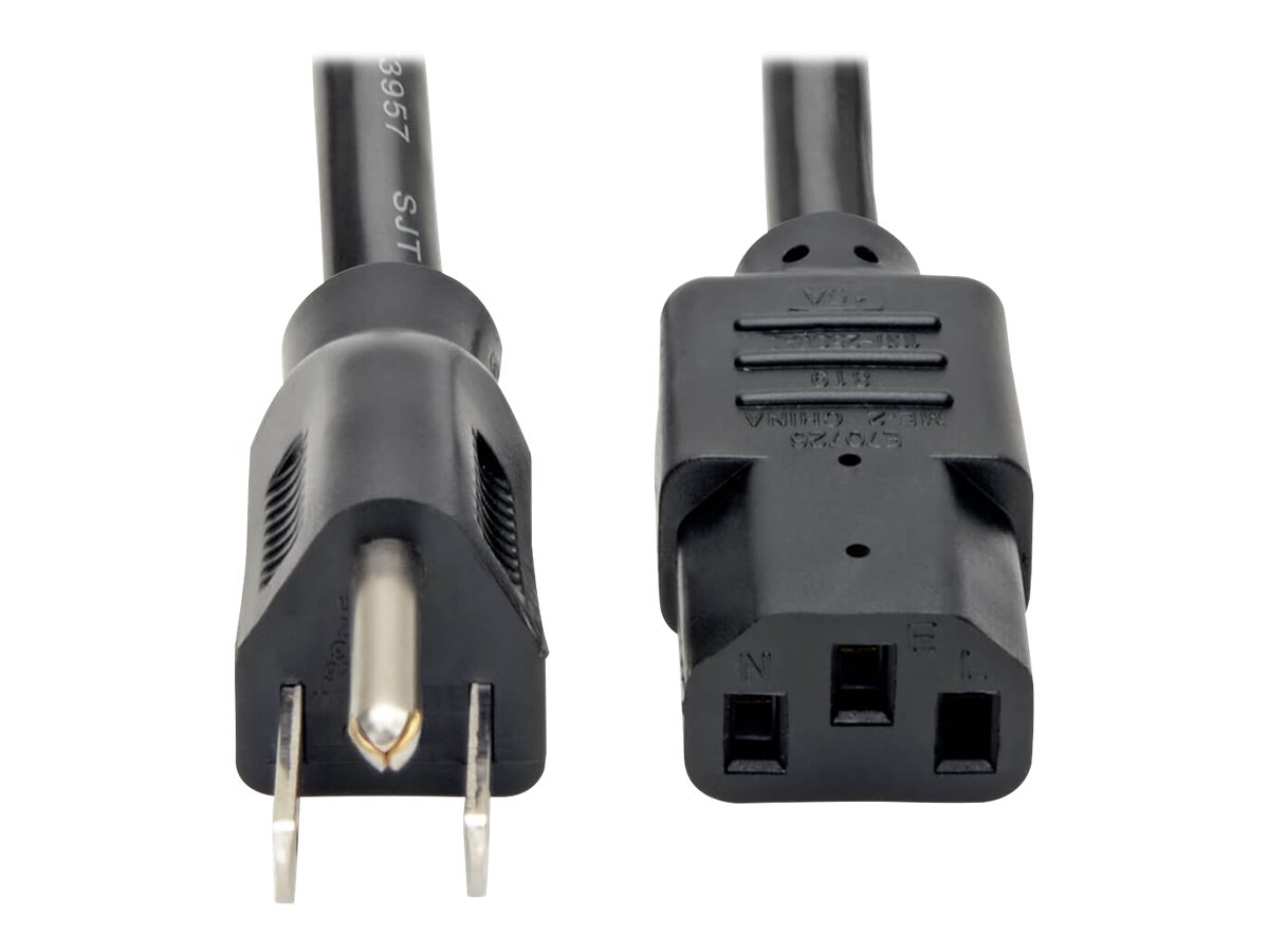 Tripp Lite 3ft Computer Power Cord Cable 5-15P to C13 Heavy Duty 15A 14AWG 3'