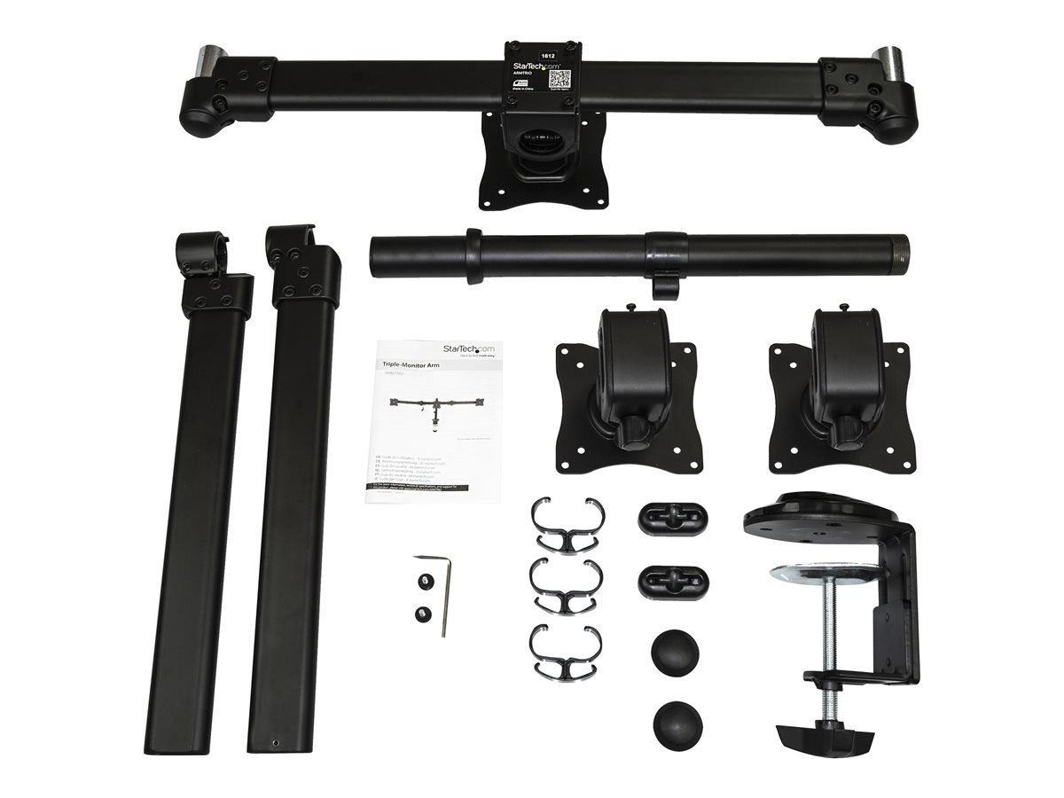 StarTech.com Desk Mount Triple Monitor Arm, Ergonomic VESA 3 Monitor Mount up to 27", Articulating & Height Adjustable Pole Mount, Tilt/Swivel/Rotate LCD/LED Screen, Desk Clamp/Grommet - Monitor Pole Mount (ARMTRIO) nastavitelné rameno - pro 3 monitory – foto 4