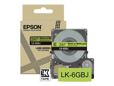 LabelWorks LK-6GBJ - Black on matte green - Roll (