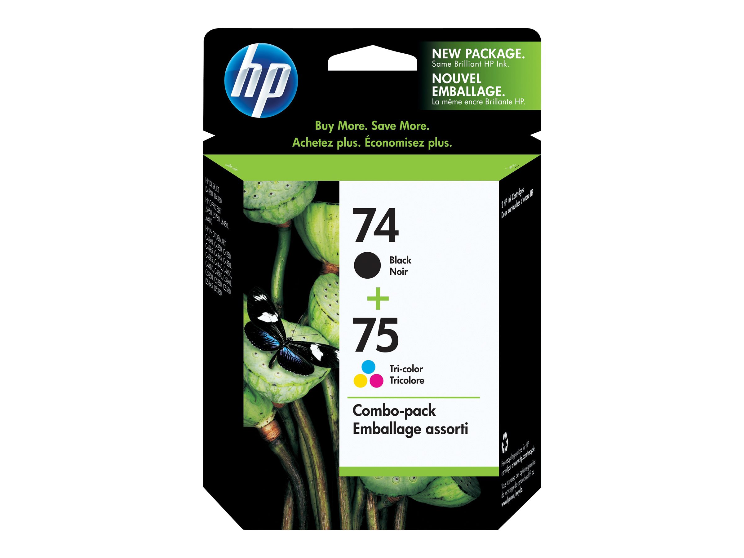 HP 74/75 - 2-pack - color (cyan, magenta, yellow), pigmented black