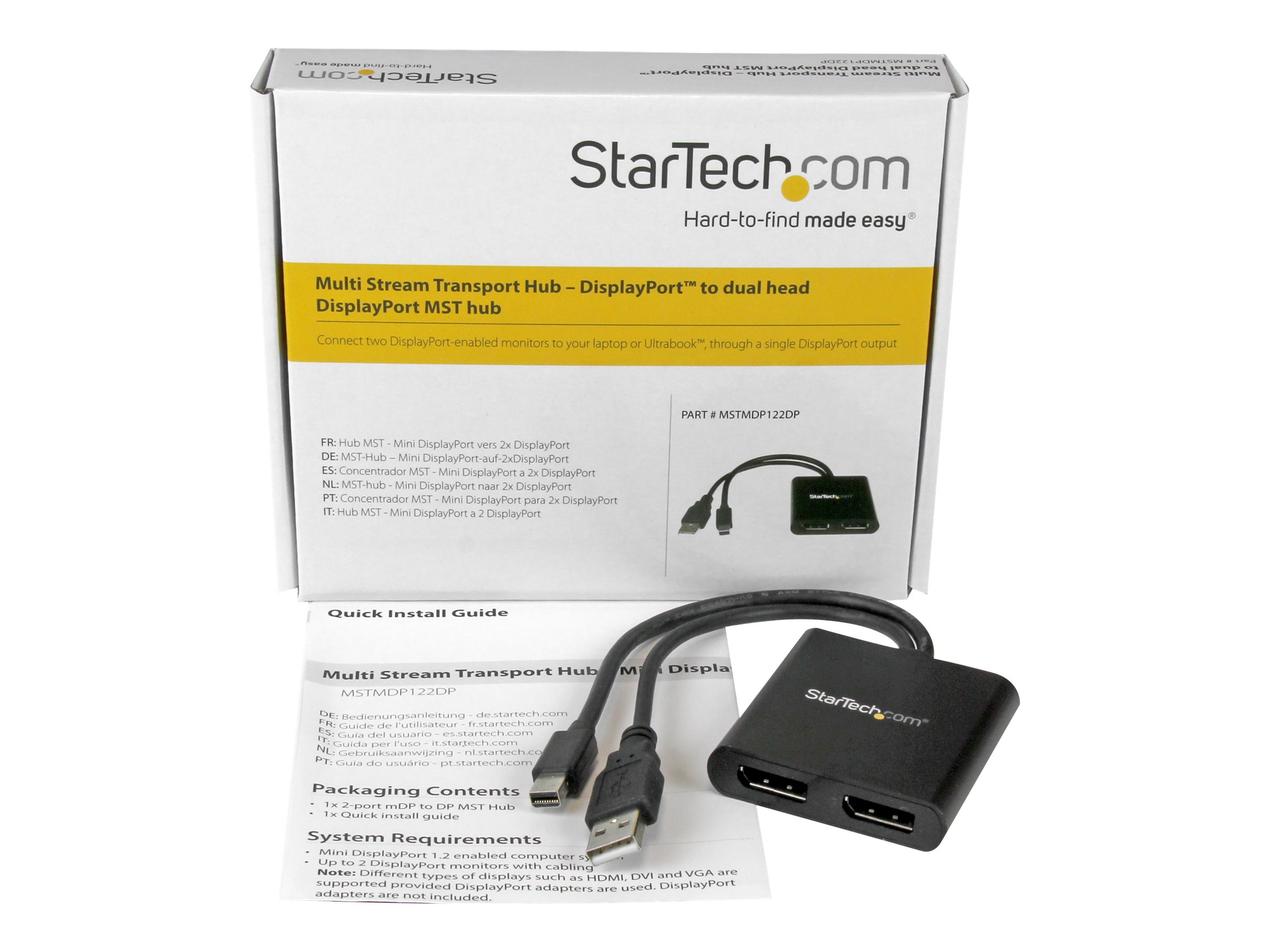 StarTech.com Adaptateur USB-C MST vers double DisplayPort - Câble USB  Type-C Multi Stream Transport à 2 ports DP - 4K (MSTCDP122DP)