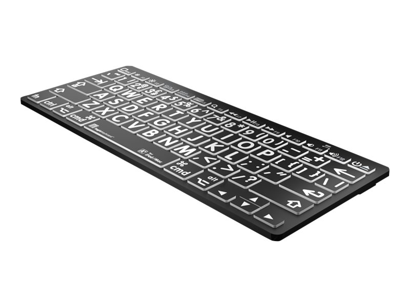 An image of LogicKeyboard Largeprint Mini - keyboard - English - Europe - white on black Input Device