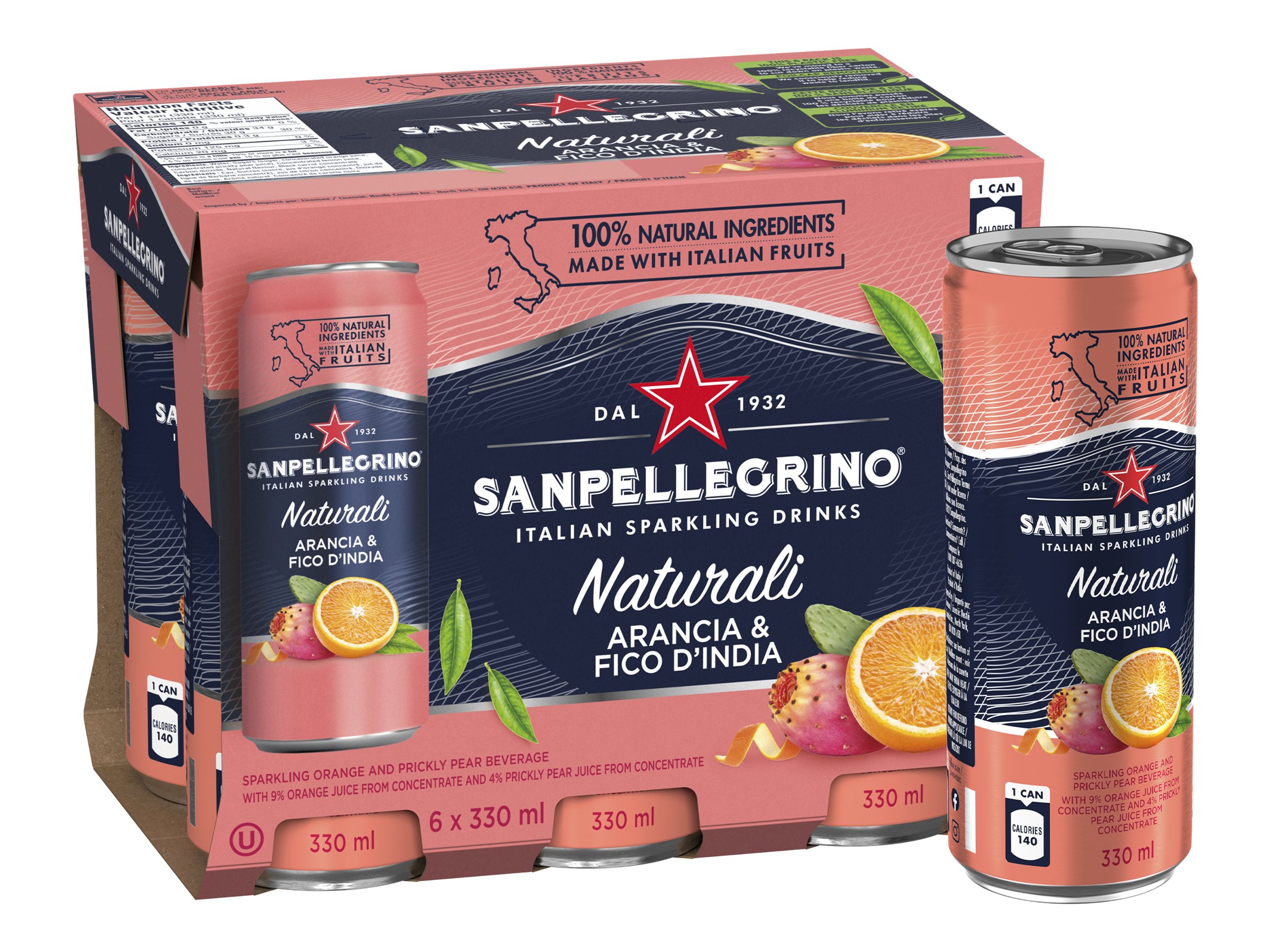 Sanpellegrino Naturali Sparkling Water - Arancia And Fico D'india - 6 X 