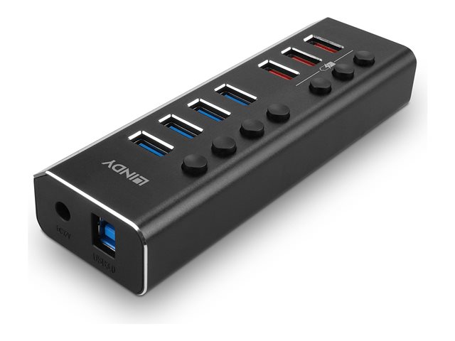 Image of Lindy - hub - with 3 quick charge 3.0 ports - 7 ports
