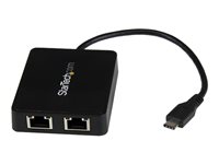 Startech USB-C to Dual Gigabit Ethernet Adapter with USB 3.0 (Type-A) Port - USB Type-C Gigabit Network Adapter (US1GC301AU2R