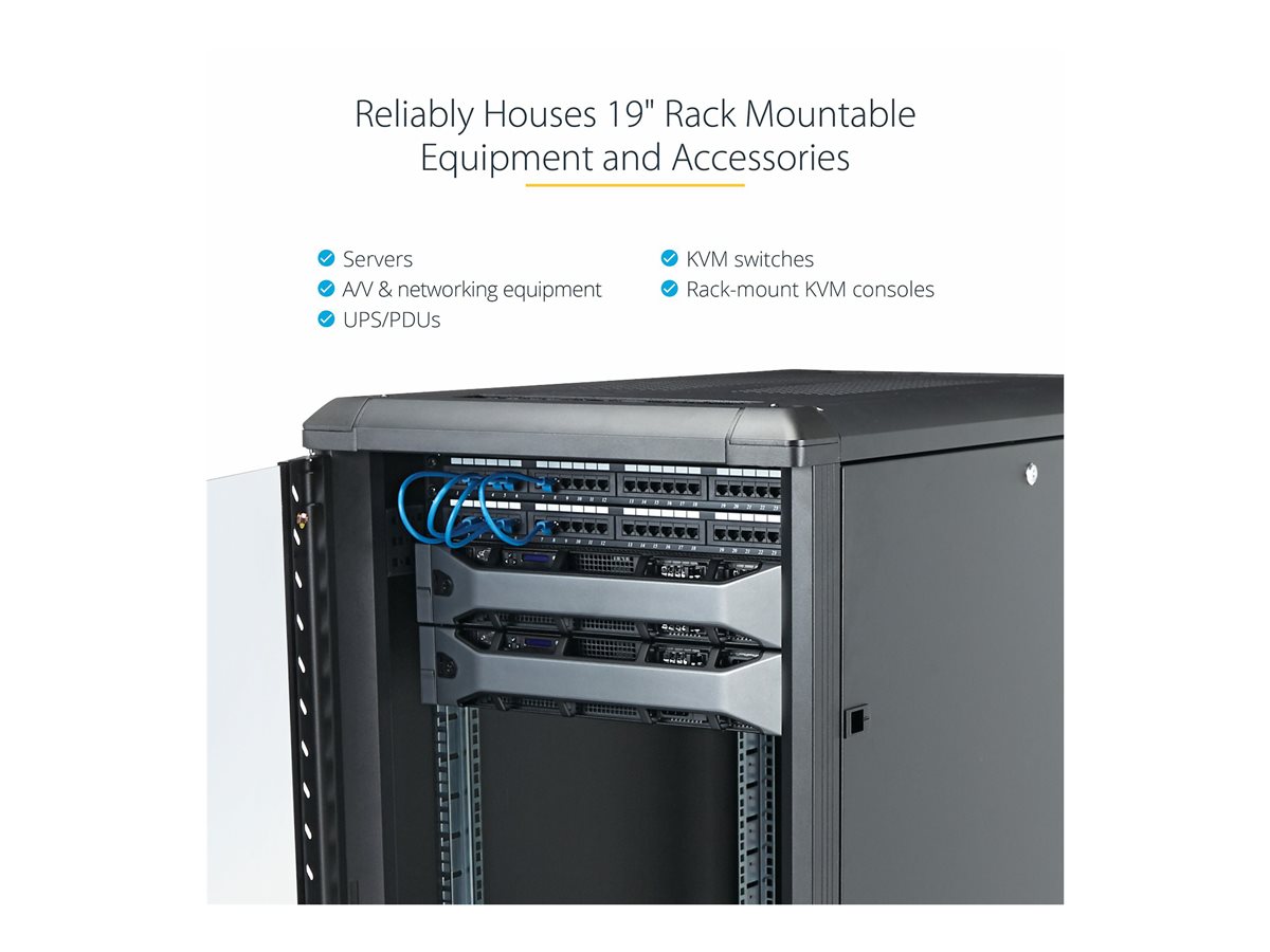 StarTech.com 25U Network Rack Cabinet on Wheels - 36in Deep - Portable 19in 4 Post Network Rack Enclosure for Data & IT Computer Equipment w/ Casters (RK2536BKF) - rozvaděč stojanový - 25U – foto 6