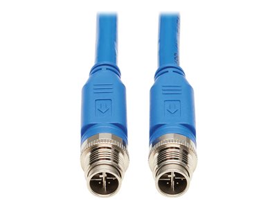 Eaton Tripp Lite Series M12 X-Code Cat6a 10G F/UTP CMR-LP Shielded Ethernet Cable (M/M), IP68, PoE, Blue, 2 m (6.6 ft.)