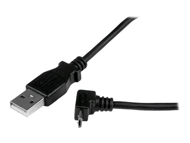 Image of StarTech.com 2m Micro USB Cable Cord - A to Up Angle Micro B - Up Angled Micro USB Cable - 1x USB A (M), 1x USB Micro B (M) - Black (USBAUB2MU) - USB cable - Micro-USB Type B to USB - 2 m