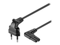 MicroConnect Strøm IEC 60320 C7 Europlug (strøm CEE 7/16) (male) Sort 2m