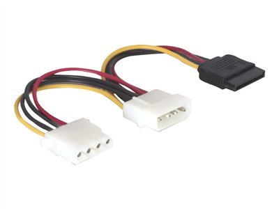 DELOCK Stromkabel SATA 15Pin -> 2x Molex 4Pin Bu/St/Bu - 60103