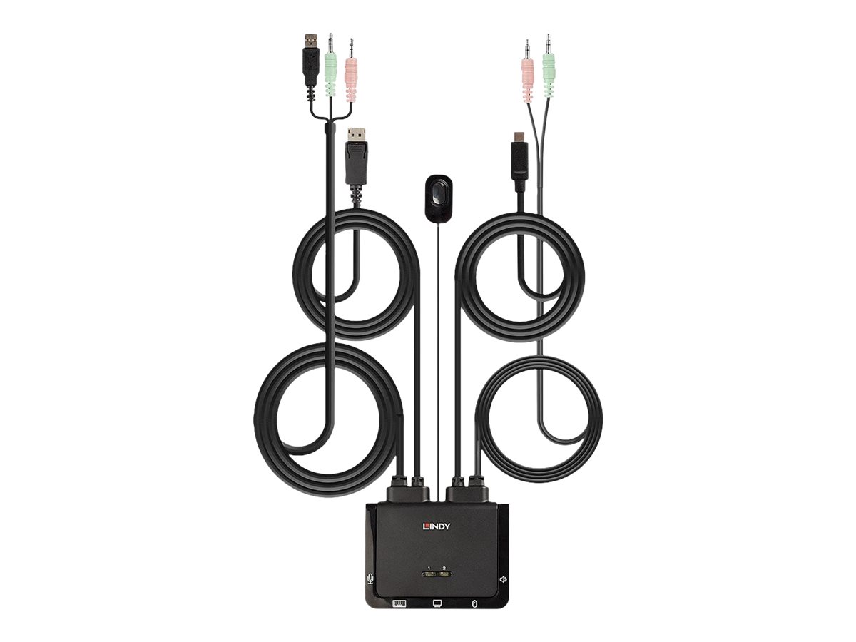 LINDY 2 Port DP 1.2 USB TypeC KVM Switch