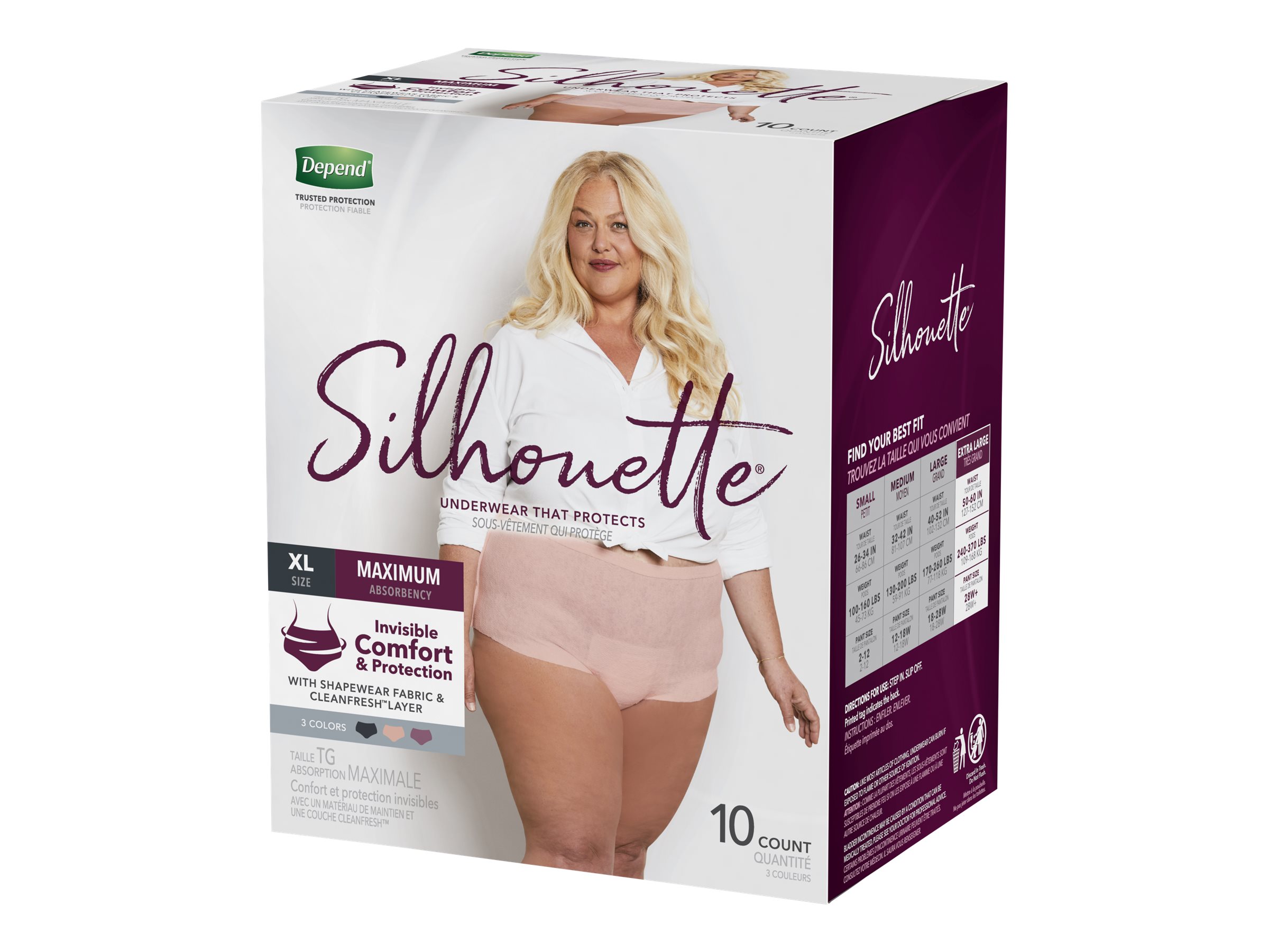 Depend Silhouette Adult Incontinence Underwear for Women, Maximum  Absorbency, XL, Pink, 18 Count : : Health & Personal Care