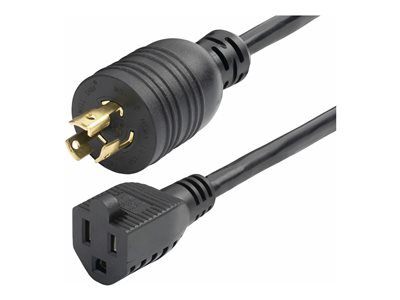 StarTech 1ft (30cm) Heavy Duty Power Cord, Twist-Lock NEMA L5-15P to NEMA 5-15R Black Adapter Cord, 15A 125V, 14AWG, Heavy Gauge Plug Converter Cable, AC Power Cable