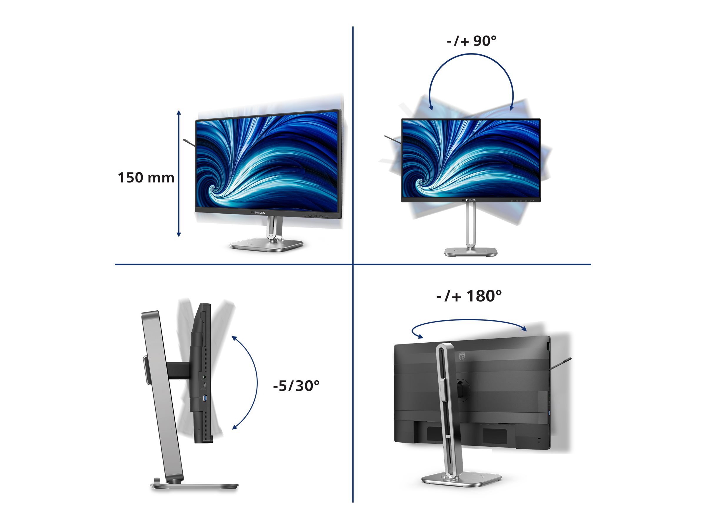Philips 24B2N4200 4000 Series LED monitor Full HD (1080p) Product shot Left-angle 79900