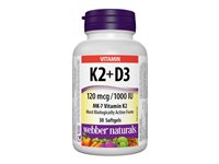 Webber Naturals Vitamin D3 (1000IU) & K2 (120mcg) - 30s
