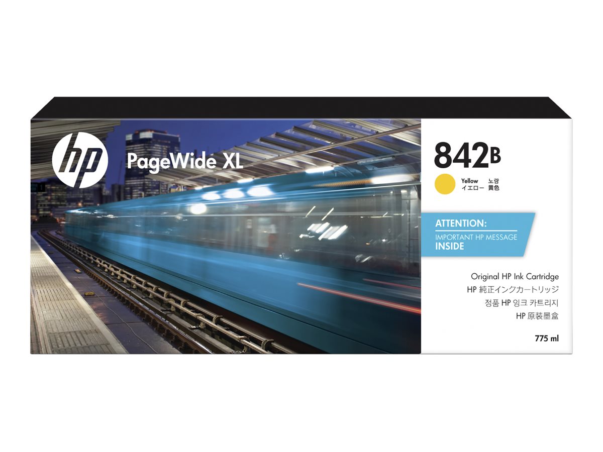 HP 842B yellow original PageWide XL ink Package view Front 80040