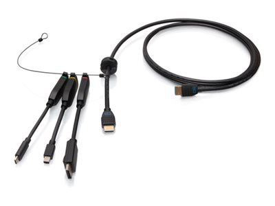 C2G 6ft (1.8m) 4K HDMI Premium Cable and Universal Dongle Adapter Ring with Color Coded Mini DisplayPort, DisplayPort, and USB-C (without Pull Tab)