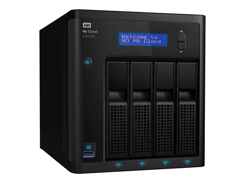 WD My Cloud EX4100 WDBWZE0240KBK - NAS-Server - 4 Schächte - 24 TB - HDD 6 TB x 4 - RAID RAID 0, 1, 5, 10, JBOD, 5 Hot Spare - RAM 2 GB - Gigabit Ethernet - iSCSI Support