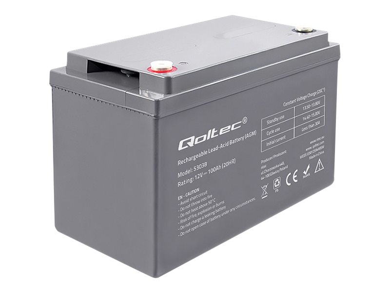 Akumulator AGM Qoltec | 12V | 100Ah | max.30A