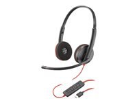 Poly Blackwire C3220 - 3200 Series - headset - on-ear - wired - active noise canceling - USB-C - black - Skype Certified, Avaya Certified, Cisco Jabber Certified