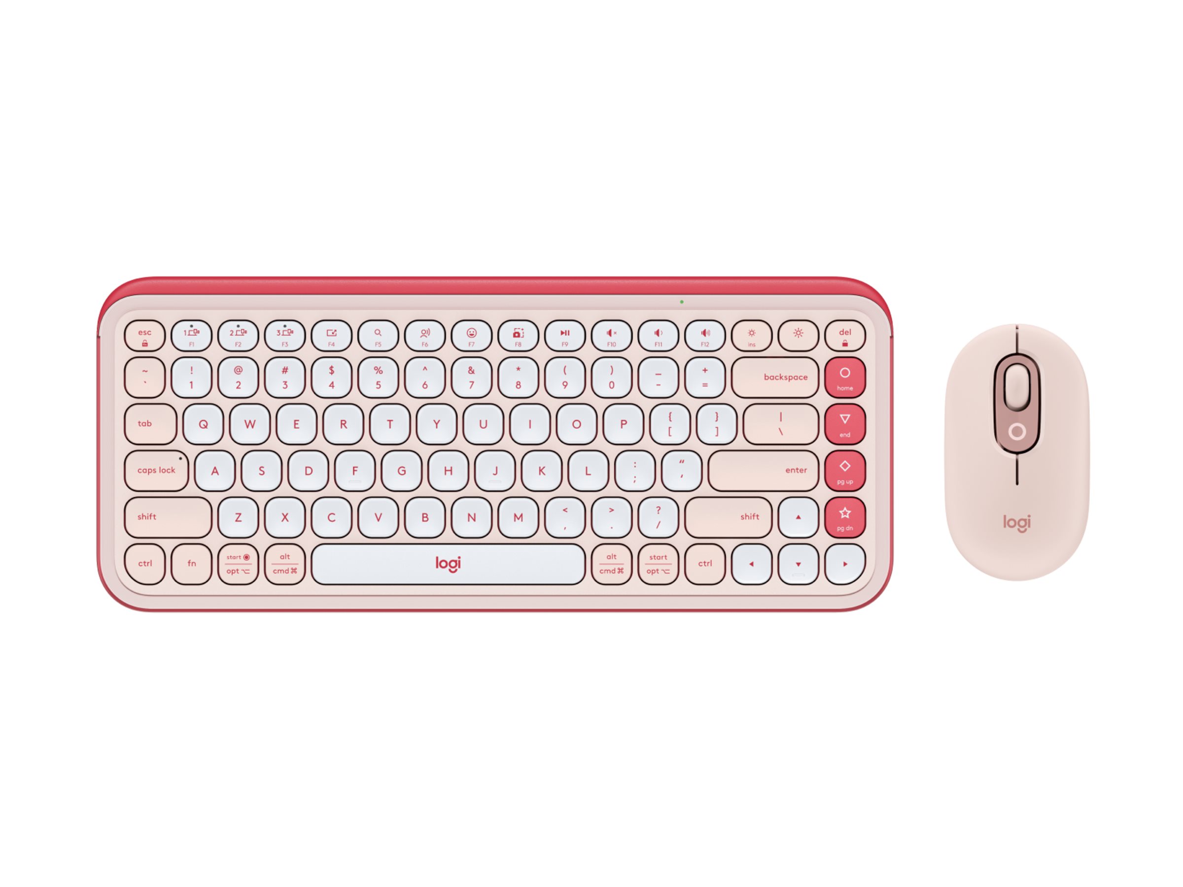 Logitech POP Icon Combo keyboard and mouse set QWERTY English rose off white Input Component Bottom 71190