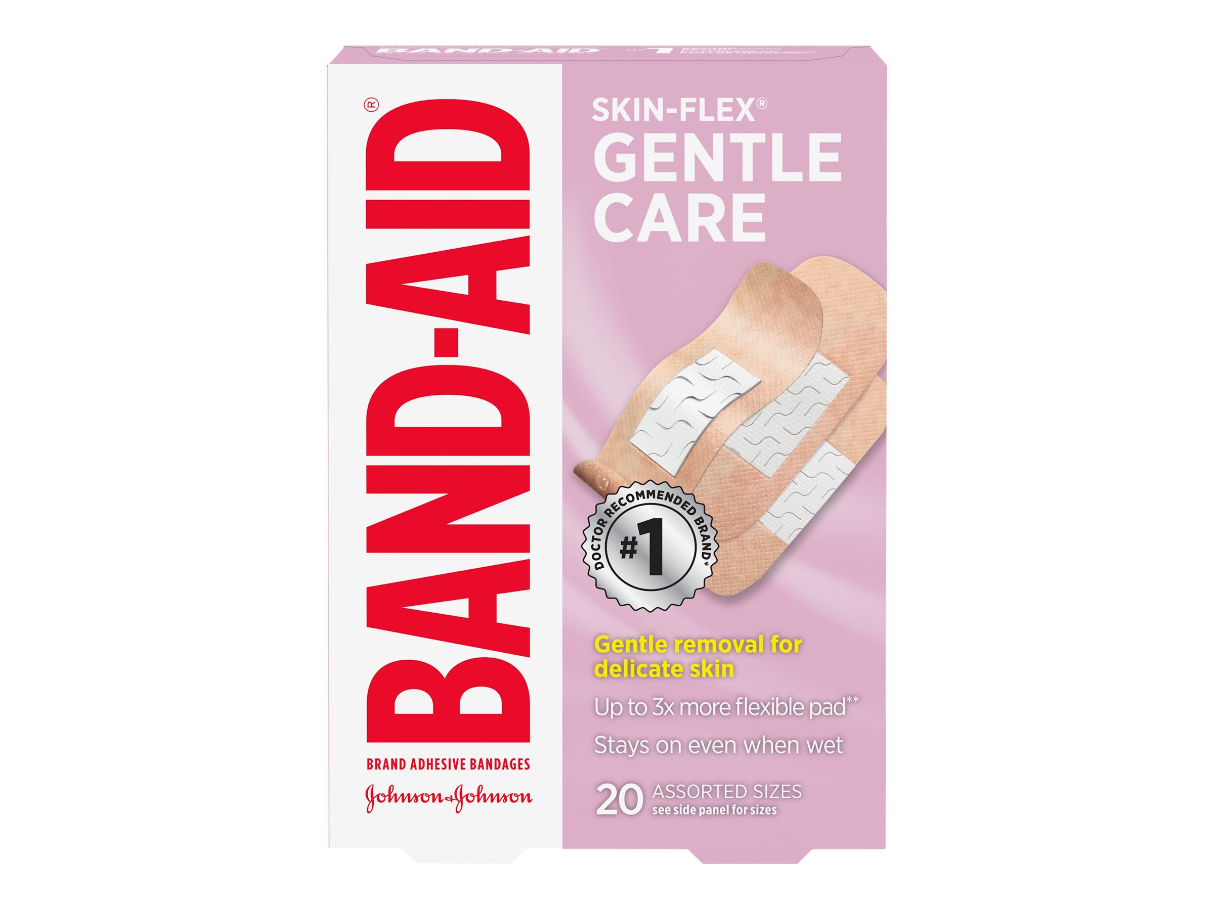 BAND-AID Skin-Flex Gentle Care Bandages - Assorted Sizes - 20's