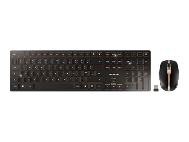 Cherry Dw 9100 Slim Keyboard And Mouse Set Qwerty Uk Black Bronze Input Device